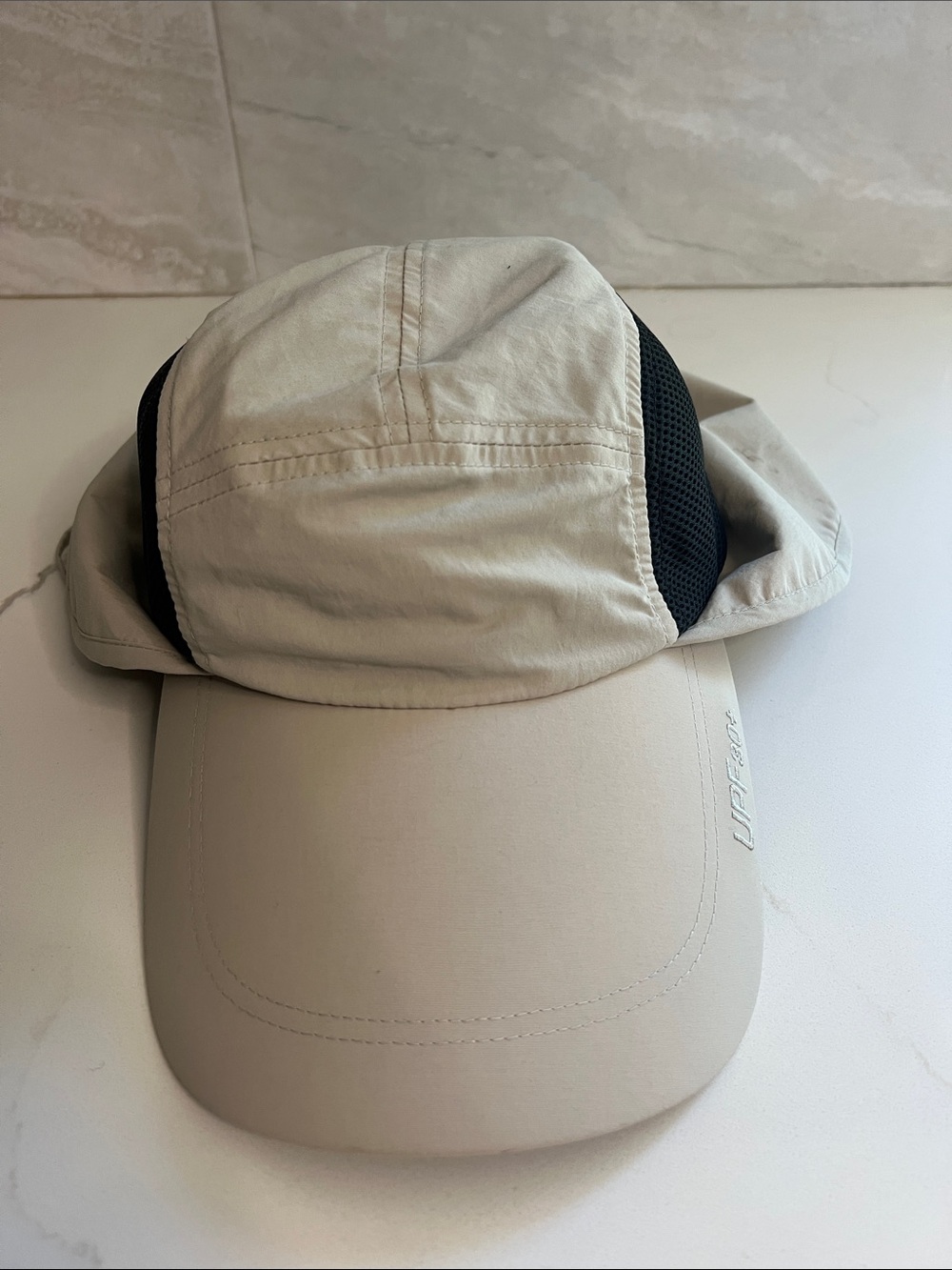 Colombia Beige Sun Hat with Black Mesh Vent Panels